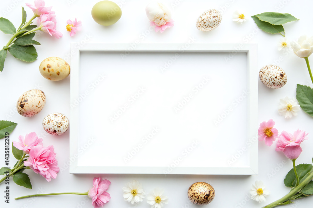 quail eggs and flowers on a white background quail eggs and flowers on a white background