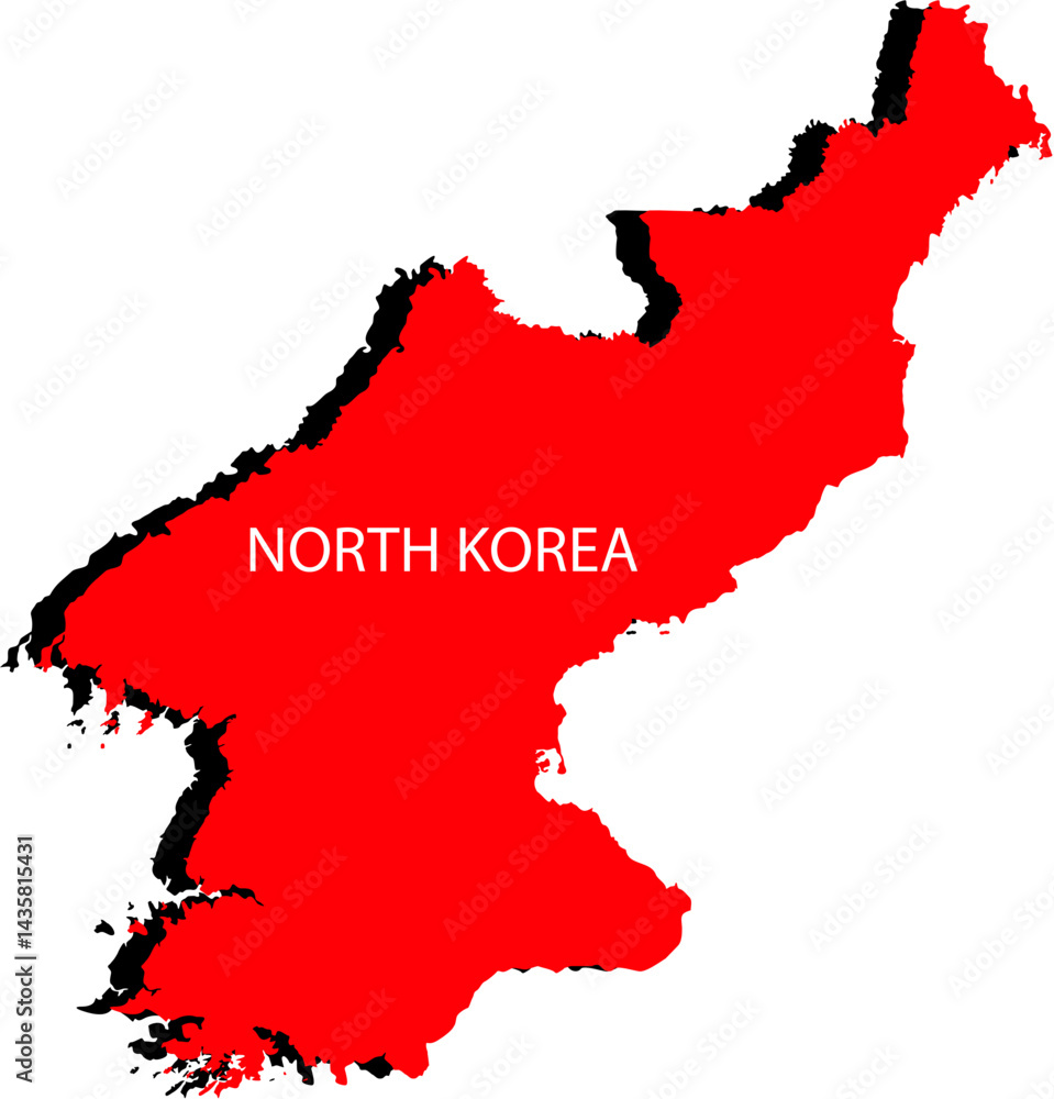 Fototapeta premium North Korea Map And Flag Calligraphy Vector Image