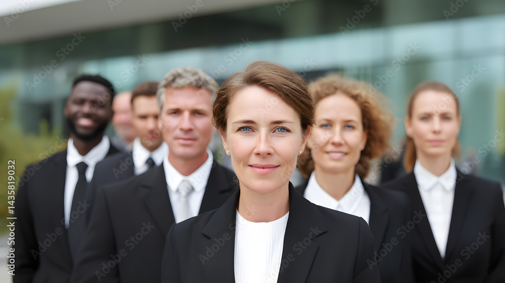 Looking at camera with small smile, confident leadership energy Looking at camera with small smile, confident leadership energy