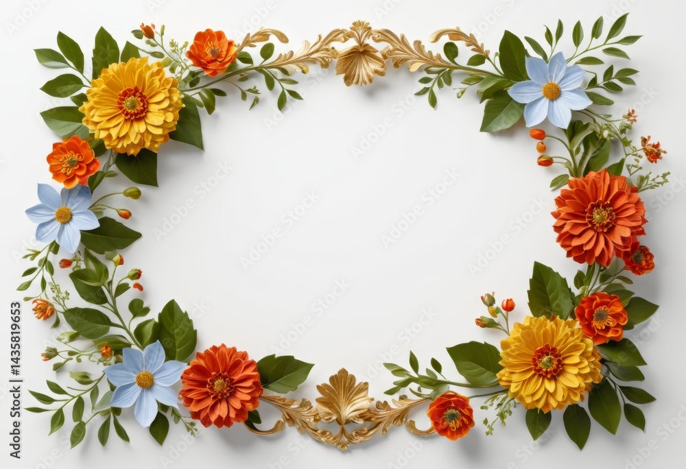 Fototapeta premium The white surface has a wreath of mosaic leaves