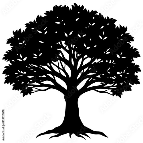 silhouette of tree isolated on white background