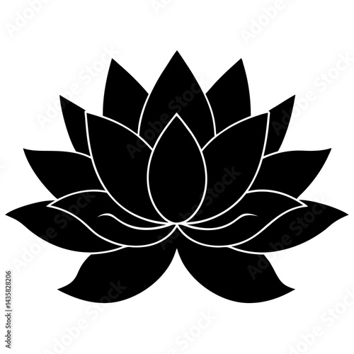 lotus silhoutte on white background