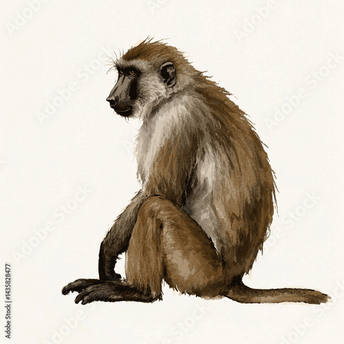 Earthen Hues: baboon mystique baboon isolated watercolor vector illustration svg 