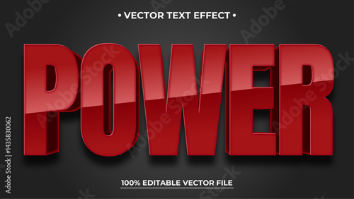 Power 3d editable text effect with red color suitable for battle themes