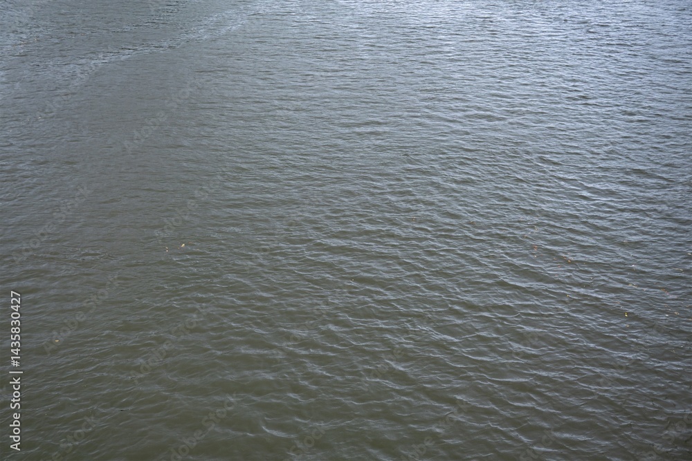 Water surface with small ripples in drizzle weather