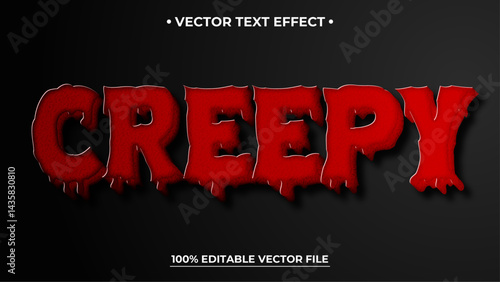 Creepy editable text effect template liquid red slime 3d bold cartoon text style