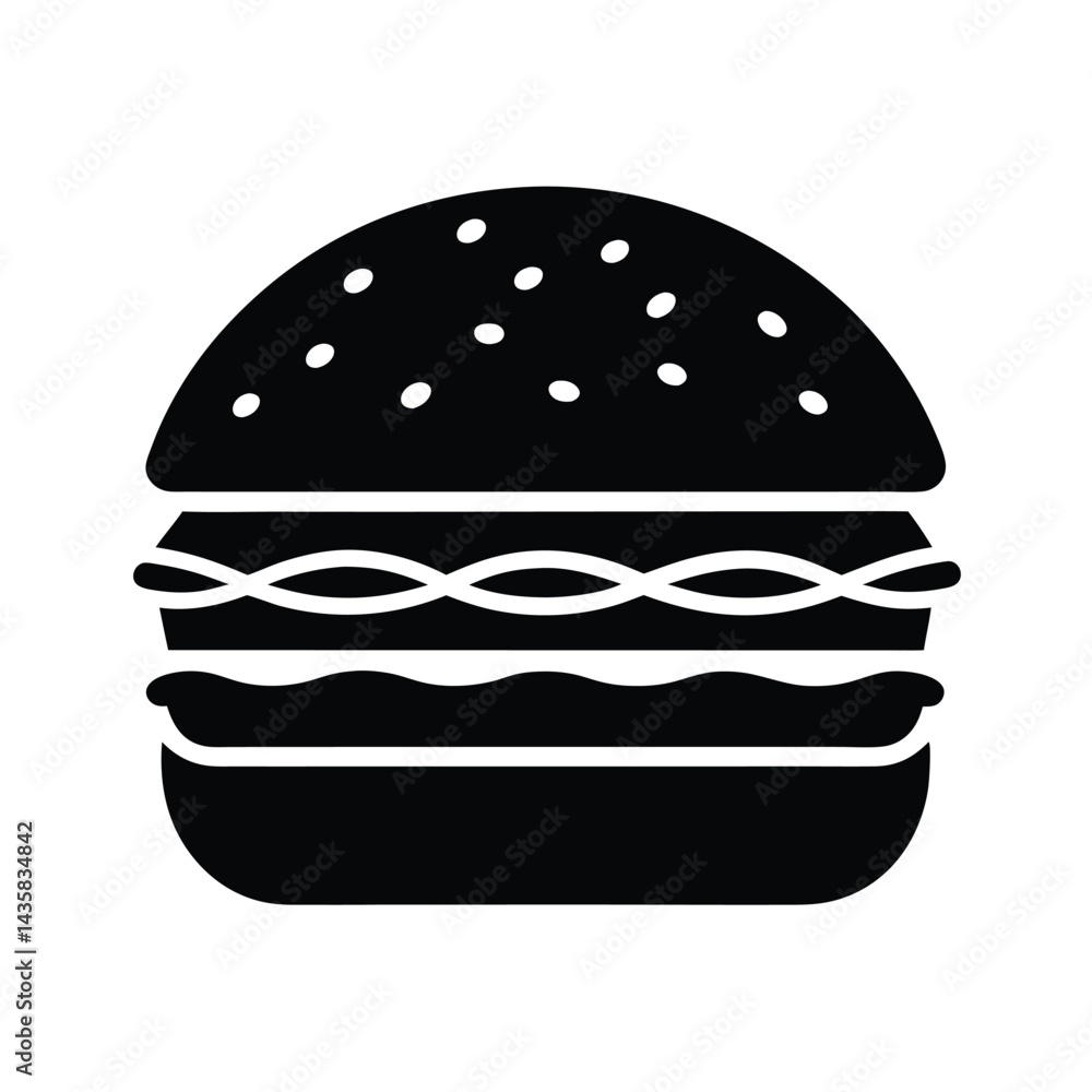 Burger Stencil Icon Vector Illustration Burger Stencil Icon Vector Illustration