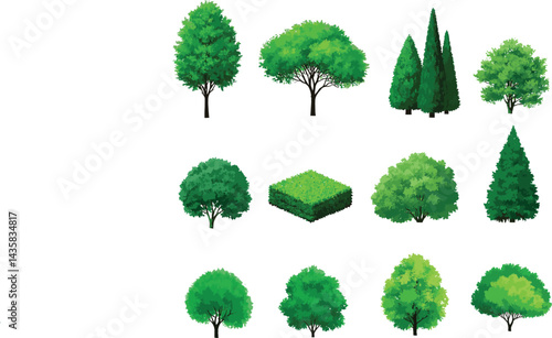 sat of the tree icon set forest victor design with white background.