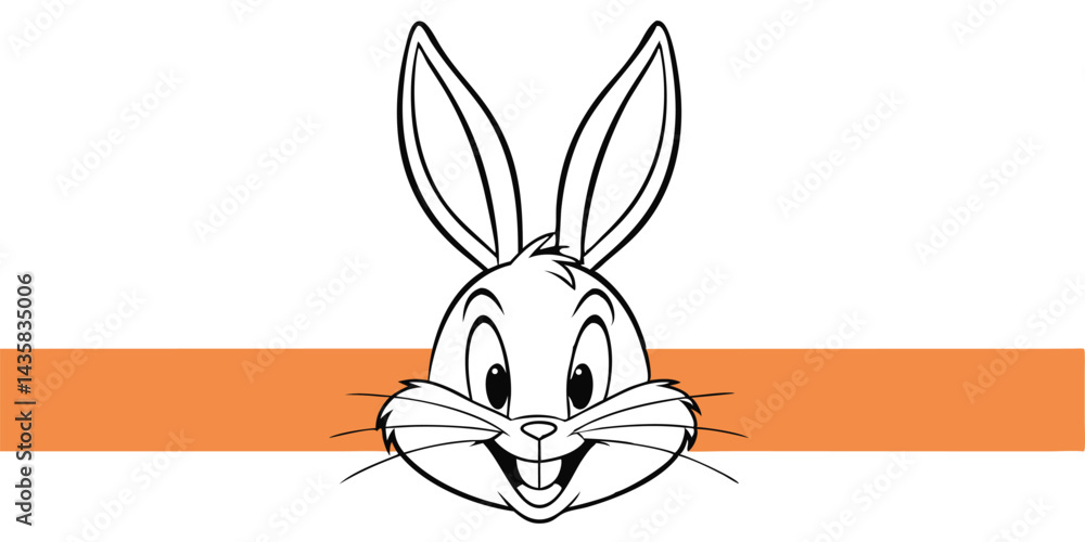 Fototapeta premium Cute Happy Bunny Rabbit Cartoon Faces Vector Silhouette with Big Ears Smiling and Friendly Expressions