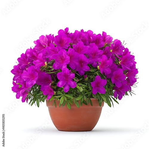 Wallpaper Mural Vibrant purple azalea blooms in a terracotta pot, isolated on white Torontodigital.ca