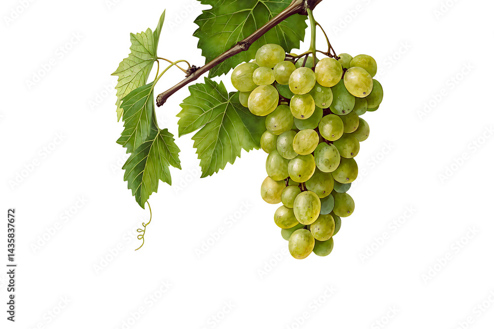 Obraz premium Fresh organic grape vines with transparent background