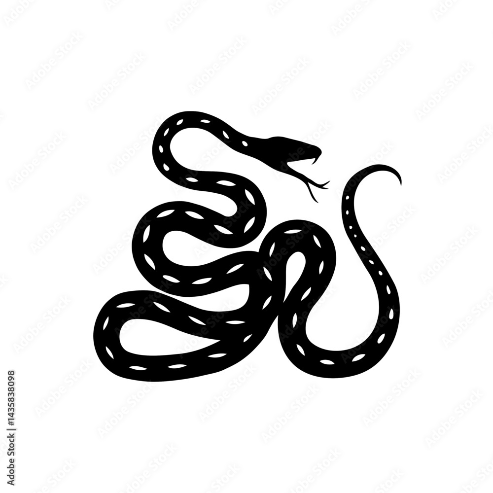 Obraz premium Photorealistic Depiction of a Sleek, Serpentine Black Snake Coiled in a Striking Pose, Showcasing Intricate Textures, High-Contrast Detailing, and Anatomical Precision in a Visually Captivating Compo