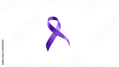 Isolated purple ribbon on a white background symbolizing awareness and support for various causes and issues created with generated ai