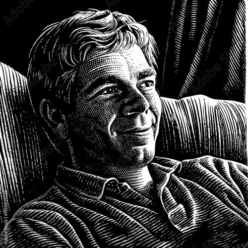 portrait of a man in black and white