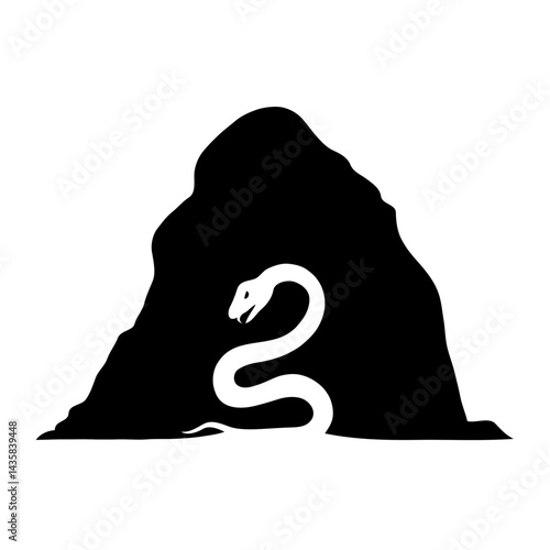 **"Whispering Peak: A Minimalist Silhouette of a Black Mountain and White Serpent in Bold Monochrome Symbolism and Mythic Contrast"**  

Would you like to pair this with a short description or artist 