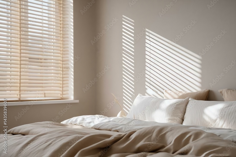 Cozy Bedroom with Soft Textiles and Morning Light Patterns Cozy Bedroom with Soft Textiles and Morning Light Patterns