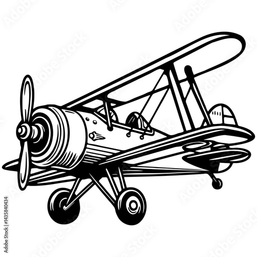 Vintage Airplane Illustration.