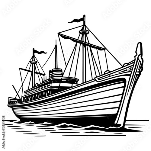 Ancient Warship Illustration.