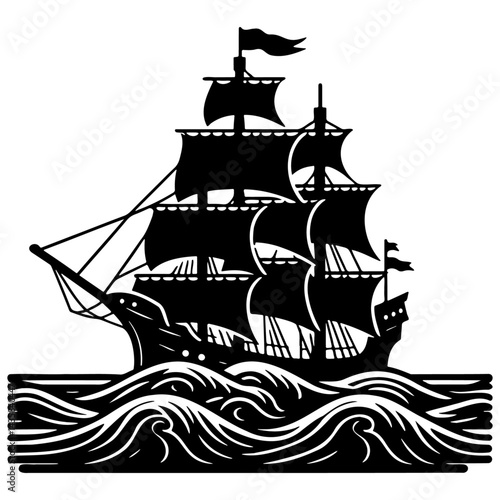 Ancient Warship Illustration.