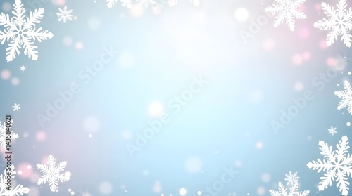 Obraz na płótnie Winter background with snowflakes and bokeh lights. Festive, cold season design. Ideal for holiday cards, banners, and seasonal promotions. w salonie