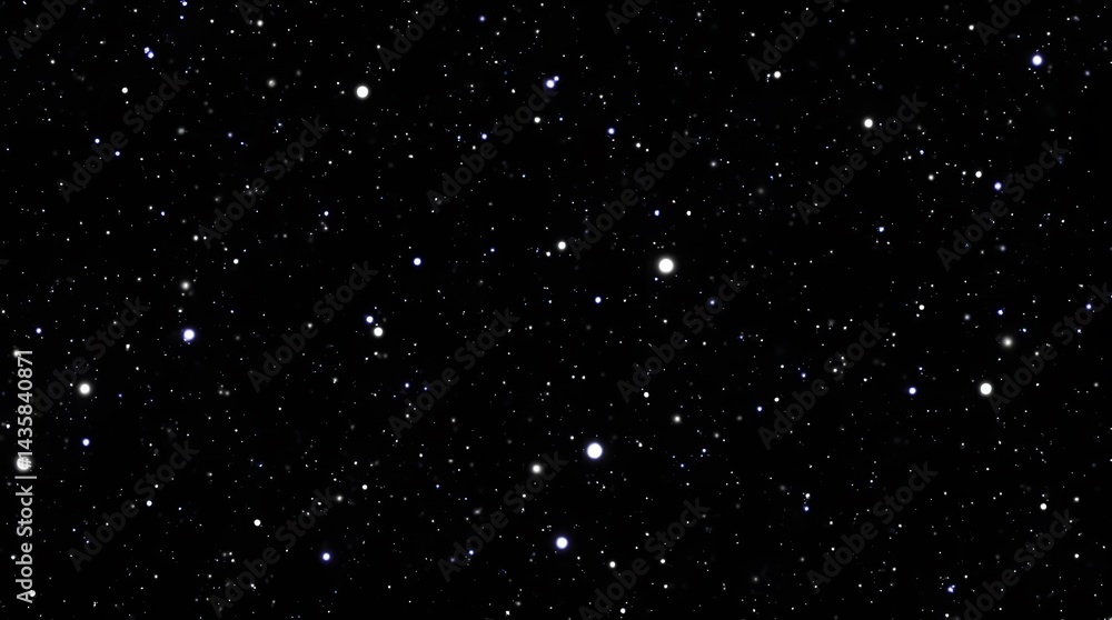Vast starfield on black. Cosmic background with twinkling stars. Ideal for science, astronomy, and space-themed projects.