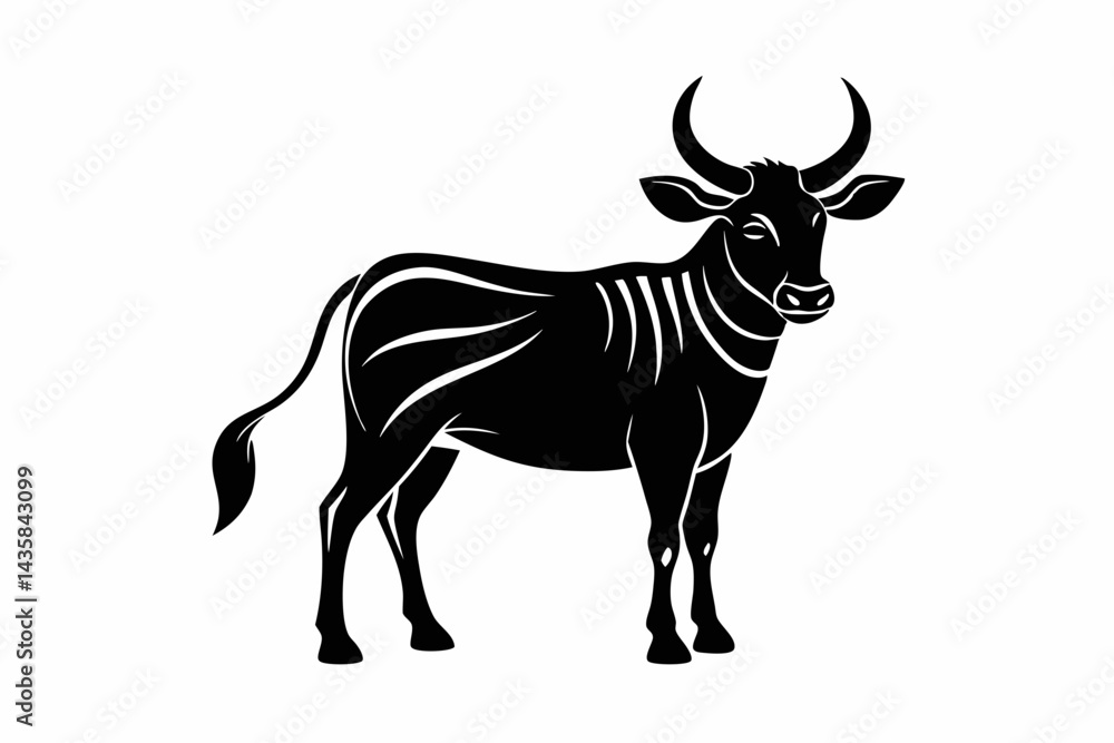 Obraz premium zebu sihouette black vector