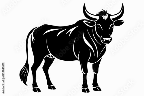 zebu sihouette black vector