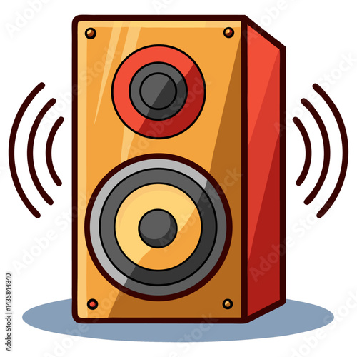 Colorful speaker vibrating with loud sound
