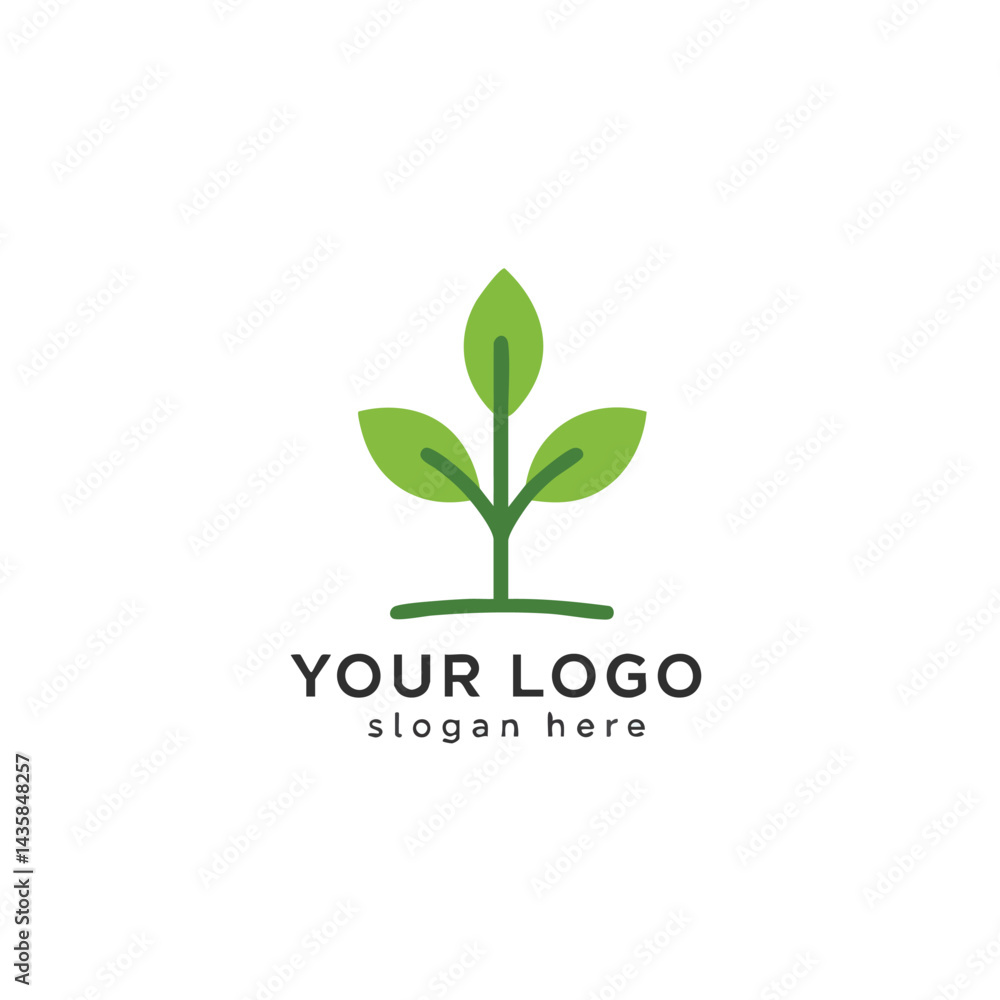 Simple plant logo design template green three leaf sprout icon vector illustration isolated nature ecology brand symbol.
Simple plant logo design template green three leaf sprout icon vector illustration isolated nature ecology brand symbol.