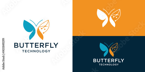 Modern butterfly tech logo template. Fly tech logo design vector illustration