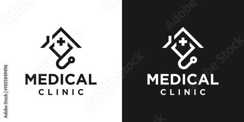 Creative medical clinic logo template. Home clinic logo design vector illustration.