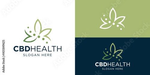 Creative cbd health logo template. Cannabis logo design vector illustration.