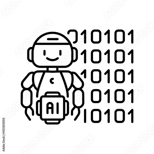 intelligent coding assistant black line icon for digital and print projects.