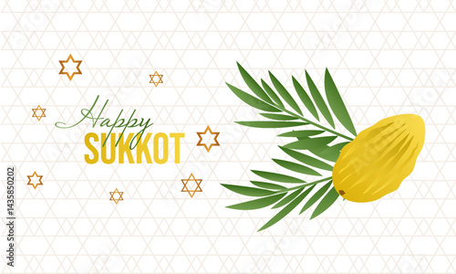 Happy Sukkot banner, background with text Happy Sukkot
