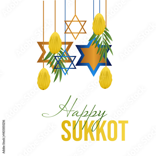 Happy Sukkot banner, background with text Happy Sukkot