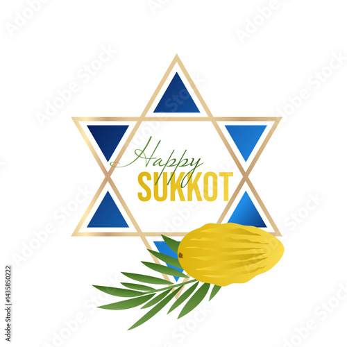 Happy Sukkot banner, background with text Happy Sukkot