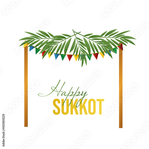 Happy Sukkot banner, background with text Happy Sukkot