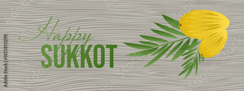 Happy Sukkot banner, background with text Happy Sukkot