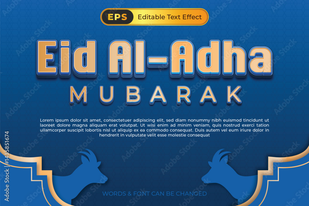 Eid Al-Adha Mubarak Celebration with Gold Text Effect Eid Al-Adha Mubarak Celebration with Gold Text Effect