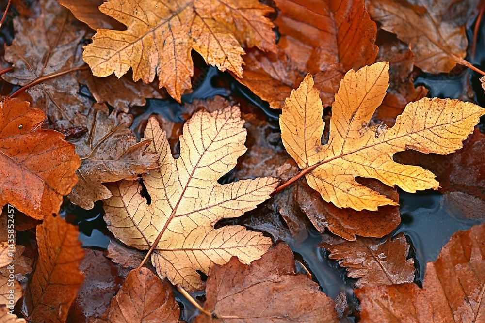 Obraz premium Autumn leaves after rain stock photo