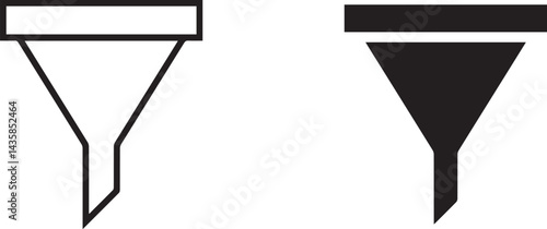 Simple geometric shapes, minimalist funnel design, black and white contrast, clean lines, graphic icon style