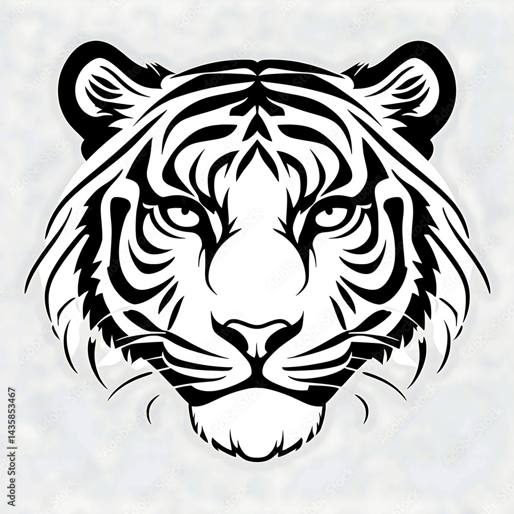 Obraz premium Black and White Tiger Logo
