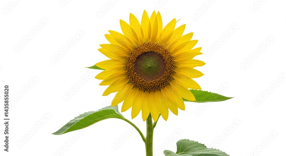 Fototapeta premium Sunflower in Bloom Isolated on White Background Close-up