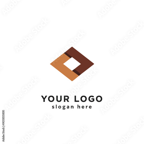Abstract square frame logo using brown L-shapes, suitable for construction, design, finance, or real estate.
