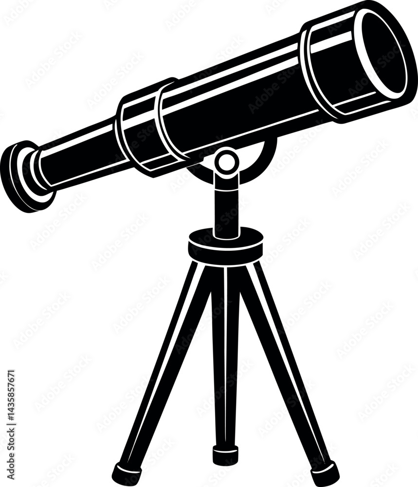 Telescope Icon Silhouette in Black | Vector for Space Science and Research Vector Telescope Icon Silhouette in Black | Vector for Space Science and Research Vector