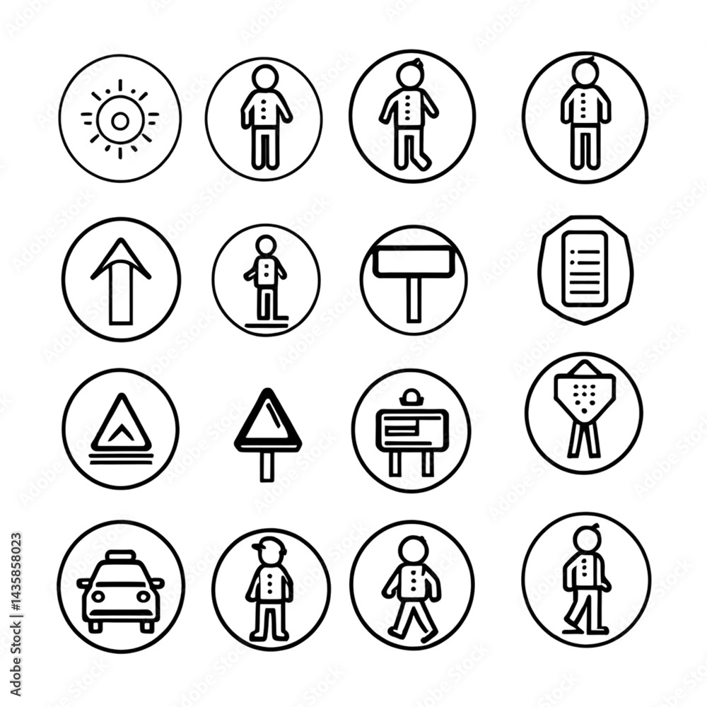 交通と標識アイコンセット|Traffic and Sign Icon Set 交通と標識アイコンセット|Traffic and Sign Icon Set