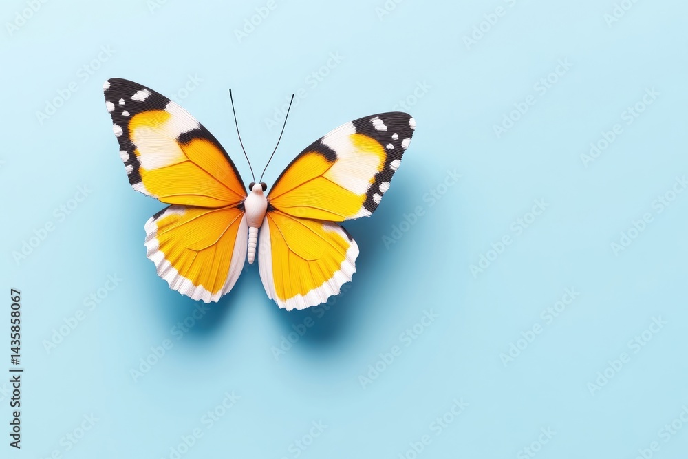 Obraz premium Orange butterfly on light blue