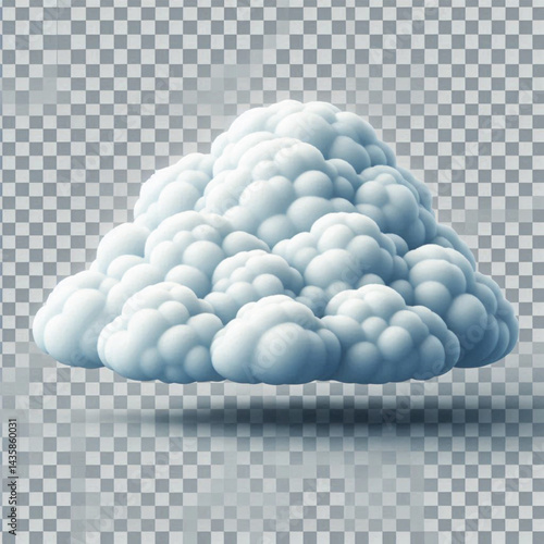 Realistic Cloud Isolated on Transparent and White Background