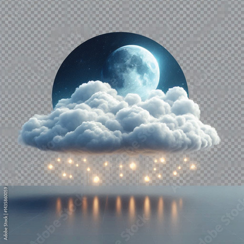 Realistic Cloud Isolated on Transparent and White Background