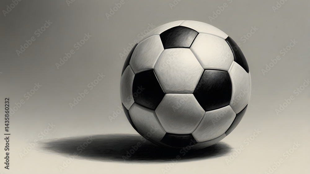 Detailed Pencil Drawing of a Classic Black and White Soccer Ball Detailed Pencil Drawing of a Classic Black and White Soccer Ball